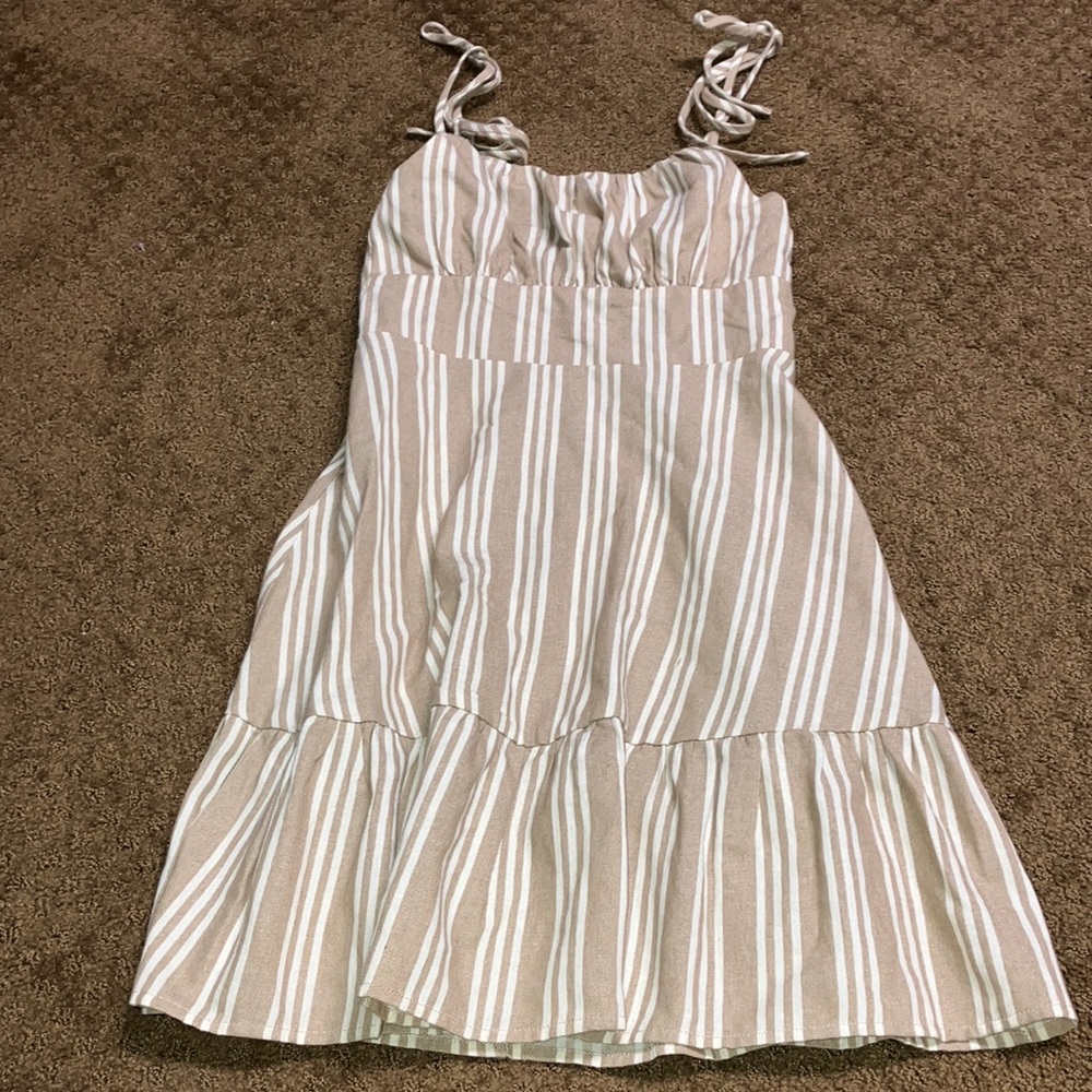 Sundress XS super cute brown & beige striped. By Speechless EUC-like new